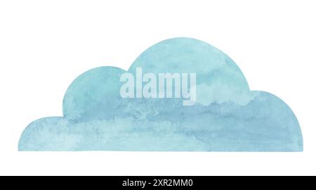 Nuvola grigio-azzurra con acquerello, illustrazione d'atmosfera disegnata a mano, forma color pastello in stile cartoni animati. Questo cloud si adatta perfettamente a vari progetti di progettazione relativi a cielo, clima e vivaio Foto Stock