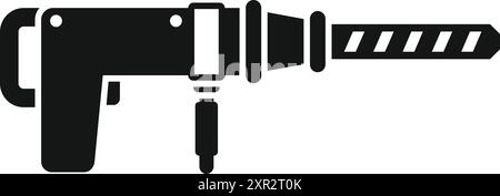 Icona a glifo nera di un martello perforatore industriale per impieghi pesanti per lavori di costruzione e costruzione Illustrazione Vettoriale