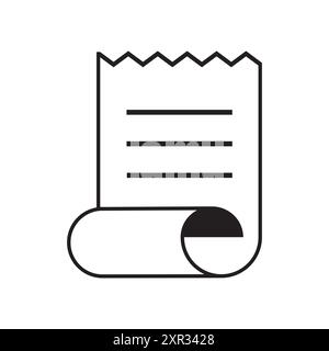 Icona ricevuta. Bianco e nero. Design semplice. Illustrazione vettoriale. Illustrazione Vettoriale