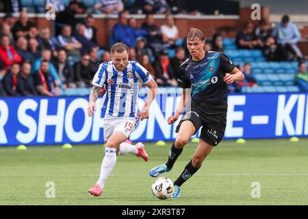 Kilmarnock, Regno Unito. 8 agosto 2024. Il Kilmarnock FC ha giocato a Tromso il al Rugby Park, Kilmarnock, Ayrshire, Scozia, Regno Unito nella prima tappa di un EURO pareggio della European Conference League. Il punteggio finale è stato Kilmarnock 2 - 2 Tromso, con la seconda tappa disputata il 15 agosto in Norvegia. I gol sono stati segnati da K Vassell, Kilmarnock 9 (6 minuti), B Wales, Kilmarnock 24 (90 2 minuti), J Romsaas, Tromso 10 (50 minuti) e L Nordas, Tromso 9 (64 minuti). Crediti: Findlay/Alamy Live News Foto Stock