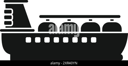 Sagoma nera di una nave portante di gas che trasporta gas naturale liquefatto mediante serbatoi sferici Illustrazione Vettoriale