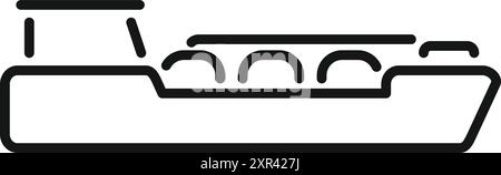 Icona in bianco e nero di una petroliera gnl che trasporta gas sull'oceano Illustrazione Vettoriale