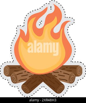 Icona autoadesiva del falò Autunno Vector Illustrazione Vettoriale