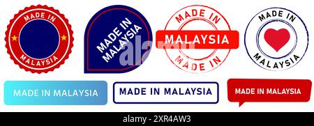 made in malaysia produzione etichetta commerciale pubblicità timbro prodotto design icona collezione Illustrazione Vettoriale