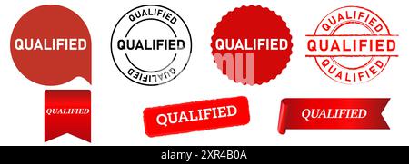 icona del design della collezione di timbri approvata qualificata approvazione set accettato Illustrazione Vettoriale