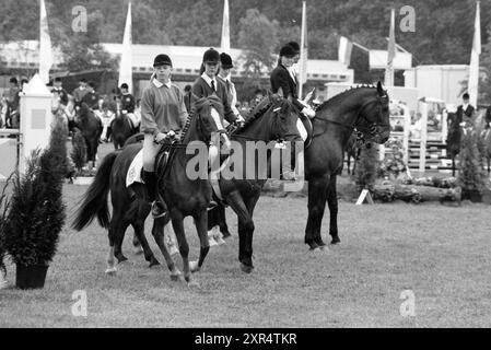 Concorso di salto ostacoli vari Haarlemmermeersebos, Haarlemmermeer, Haarlemmermeerse Bos, 16-06-1990, Whizgle Dutch News: Immagini storiche su misura per il futuro. Esplora il passato dei Paesi Bassi con prospettive moderne attraverso le immagini delle agenzie olandesi. Colmare gli eventi di ieri con gli approfondimenti di domani. Intraprendi un viaggio senza tempo con storie che plasmano il nostro futuro. Foto Stock