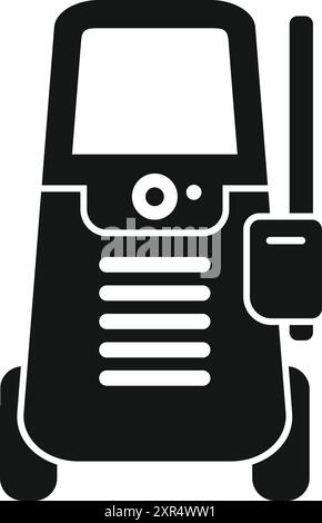 Icona nera fissa per una macchina di pulizia portatile a pressione, ideale per la pulizia di progetti Illustrazione Vettoriale