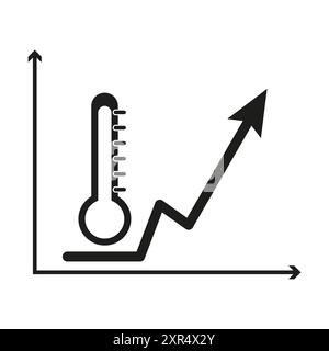 Icona grafico termometro. Tendenza all'aumento. Simbolo di analisi dei dati. Illustrazione vettoriale. Illustrazione Vettoriale