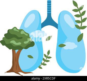 respirare aria fresca nella foresta sono i polmoni Illustrazione Vettoriale