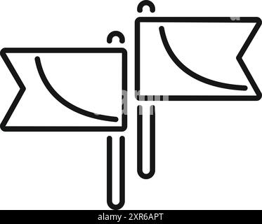 Icona line art con due bandiere che rappresentano il raggiungimento degli obiettivi aziendali Illustrazione Vettoriale