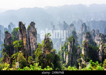 Incredibile vista dei pilastri di arenaria al quarzo (Monti Avatar) Foto Stock