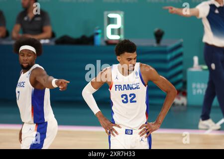 Parigi, Francia. 09 agosto 2024. Julien Mattia/le Pictorium - Basket 5x5 - semifinale - Francia-Germania - Parigi 2024 - 09/08/2024 - Francia/Senna Saint Denis/Parigi - Victor Wembanyama (fra) alla semifinale dei Giochi Olimpici di Parigi tra Francia e Germania, 8 agosto 2024, all'Arena Bercy. Crediti: LE PICTORIUM/Alamy Live News Foto Stock