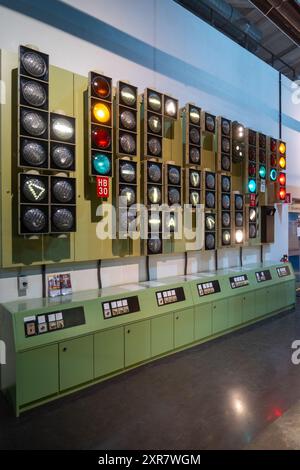 Mondo dei tram Stoccarda, Strassenbahnwelt Stoccarda, Museo di Stoccarda, Baden-Württemberg, Germania Foto Stock