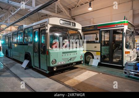 Mondo dei tram Stoccarda, Strassenbahnwelt Stoccarda, Museo di Stoccarda, Baden-Württemberg, Germania Foto Stock