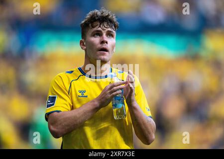 Broendby, Danimarca. 8 agosto 2024. Mathias Kvistgaarden (36) di Broendby SE visto durante la partita di qualificazione della UEFA Conference League tra Broendby IF e Legia Warszawa al Broendby Stadion di Broendby. Credito: Gonzales Photo/Alamy Live News Foto Stock