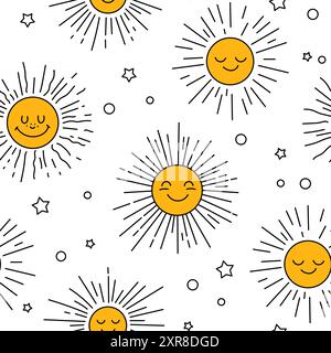 Doodle sfondo, sole e nuvole Illustrazione Vettoriale