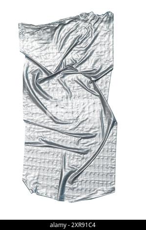 Nastro per canalina di riparazione scotch grigio argento isolato su sfondo bianco. nastro metallico grigio Foto Stock
