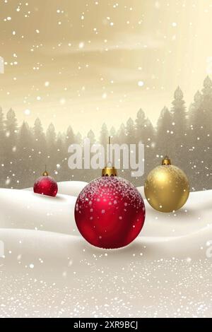 buon natale con elementi decorativi, illustrazione piatta 2d, Foto Stock