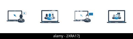 Set di icone Online Medical Team Illustrazione Vettoriale