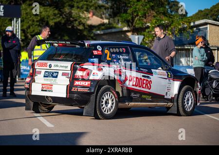 Heyfield, Victoria, Australia. 9 agosto 2024. SCOTT PEDDER e GLENN MACNEALL (2) entrano nel porto di vendita prima dell'apertura ufficiale del Middle of Everywhere Gippsland Rally 2024. (Credit Image: © James Forrester/ZUMA Press Wire) SOLO PER USO EDITORIALE! Non per USO commerciale! Foto Stock