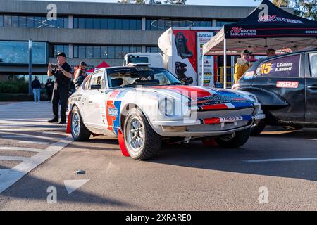 Heyfield, Victoria, Australia. 9 agosto 2024. PETER DIMMOCK & PAUL BENNETT (34) entra nel porto di sale prima dell'apertura ufficiale del Middle of Everywhere Gippsland Rally 2024. (Credit Image: © James Forrester/ZUMA Press Wire) SOLO PER USO EDITORIALE! Non per USO commerciale! Foto Stock