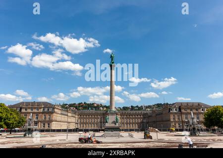 STOCCARDA, GERMANIA - 6 AGOSTO 2024: La piazza principale di Stoccarda è in fase di ricostruzione ed è chiusa al pubblico Foto Stock