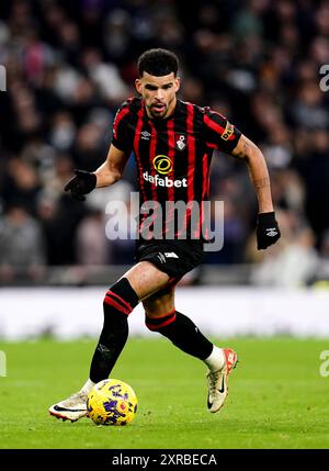 Foto del file datata 31/12/23 di Dominic Solanke. Il Tottenham ha raggiunto un accordo con il Bournemouth sulla firma dell'attaccante Dominic Solanke, l'agenzia di stampa della PA capisce. Data di pubblicazione: Venerdì 9 agosto 2024. Foto Stock