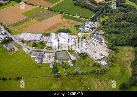 Luftbild, Gewerbegebiet Wiebusch, Belecke, Warstein, Sauerland, Nordrhein-Westfalen, Deutschland ACHTUNGxMINDESTHONORARx60xEURO *** Vista aerea, Wiebusch Industrial estate, Belecke, Warstein, Sauerland, Renania settentrionale-Vestfalia, Germania ATTENTIONxMINDESTHONORARx60xEURO Foto Stock