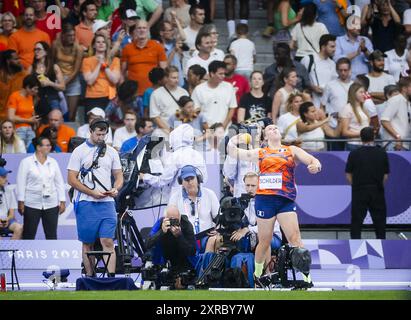 PARIGI - Jessica Schilder in azione durante la finale dell'evento shot put alle competizioni olimpiche di atletica leggera. ANP REMKO DE WAAL Foto Stock