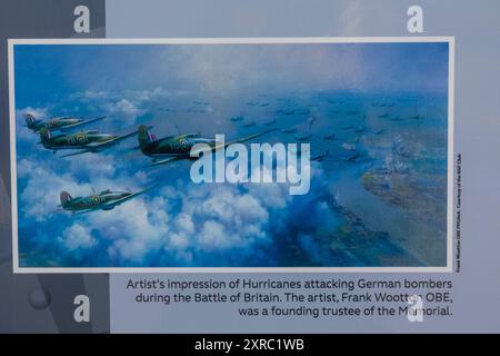 Inghilterra, Kent, Folkestone, Capel-le-ferne, il Battle of Britain Memorial, Picture of Hurricanes Attacking German Bombers during the Battle of Britain by Frank Wootton Foto Stock