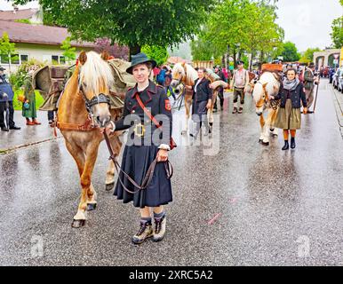 150° anniversario dei vigili del fuoco volontari a Mittenwald Foto Stock