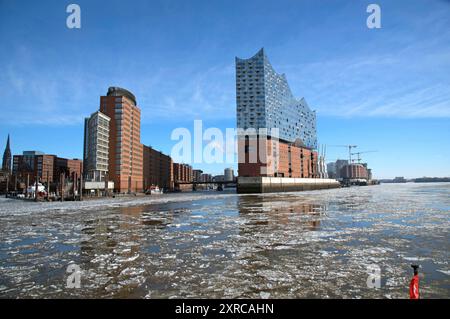 Europa, Germania, città anseatica di Amburgo, porto, sala concerti, Elba, Elbphilharmonie in inverno Foto Stock