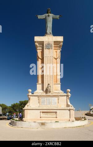 Statua del Cristo Redentore sul Monte Toro, Minorca, Mediterraneo, Isole Baleari, Isole Baleari, Isole Baleari, Spagna Foto Stock