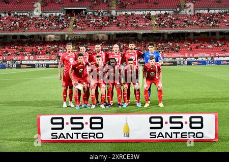 Monza, Italia. 09 agosto 2024. La squadra di Monza prima della partita di Coppa Italia tra Monza e Sudtirol all'U-Power Stadium venerdì 9 agosto 2024. Sport - calcio (foto AC Monza/LaPresse di Studio Buzzi) credito: LaPresse/Alamy Live News Foto Stock