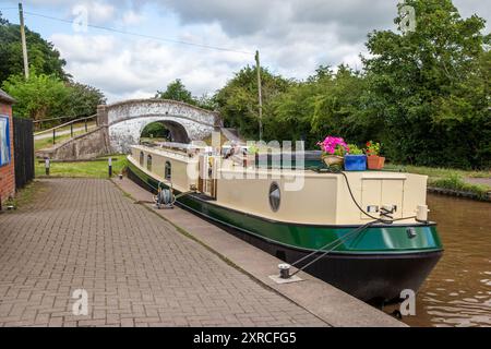 Canal narrowboat sul canale Shropshire union ormeggiato presso Nantwich Marina Cheshire Inghilterra Foto Stock