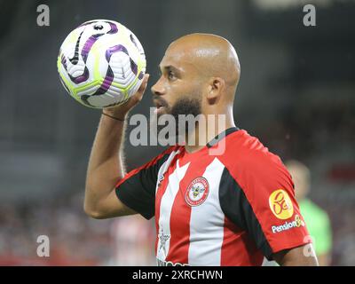 Londra, Regno Unito. 09 agosto 2024. Londra, Inghilterra, 09 agosto 2024: Bryan Mbeumo (19 Brentford) durante l'amichevole tra Brentford e VfL Wolfsburg al Gtech Community Stadium di Londra, Inghilterra. (Jay Patel/SPP) credito: SPP Sport Press Photo. /Alamy Live News Foto Stock