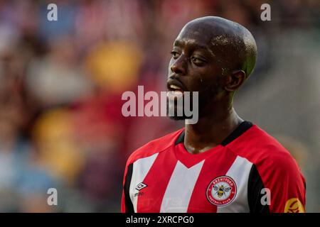 Londra, Regno Unito. 09 agosto 2024. Londra, Inghilterra, 09 agosto 2024: Yoane Wissa (11 Brentford) durante l'amichevole tra Brentford e VfL Wolfsburg al Gtech Community Stadium di Londra, Inghilterra. (Pedro Porru/SPP) credito: SPP Sport Press Photo. /Alamy Live News Foto Stock