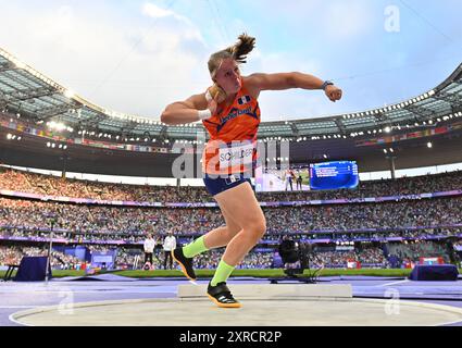 Parigi, Francia. 9 agosto 2024. Jessica Schilder dei Paesi Bassi gareggia durante la finale di atletica leggera femminile ai Giochi Olimpici di Parigi 2024 a Parigi, in Francia, 9 agosto 2024. Crediti: Canzone Yanhua/Xinhua/Alamy Live News Foto Stock