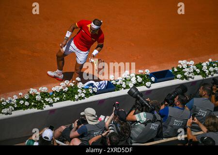 PARIGI, FRANCIA-29 luglio 2024: Novak Djokovic del Team Serbia compete con Rafael Nadal durante la seconda partita di tennis maschile del torneo olimpico Foto Stock