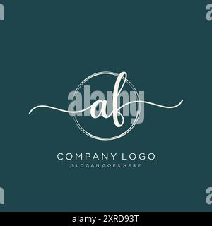 Design iniziale del logo per la scrittura a mano AF Illustrazione Vettoriale