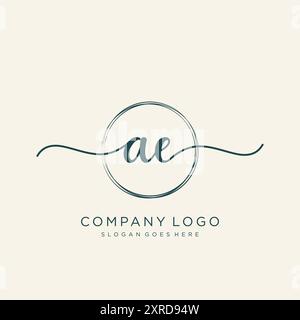 Design iniziale del logo della scrittura AE Illustrazione Vettoriale