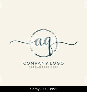 Design iniziale del logo di scrittura a mano AQ Illustrazione Vettoriale