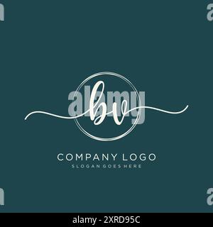 BV Design iniziale del logo per la scrittura a mano Illustrazione Vettoriale