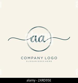 Design iniziale del logo AA per la scrittura a mano Illustrazione Vettoriale