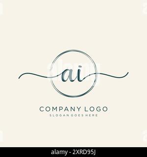 Design iniziale del logo di scrittura a mano AI Illustrazione Vettoriale