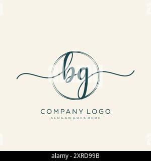 Design iniziale del logo della scrittura a mano BG Illustrazione Vettoriale