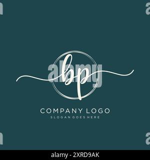 Design iniziale del logo di scrittura a mano BP Illustrazione Vettoriale