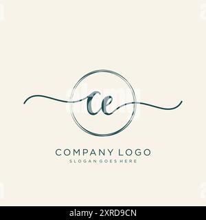 Design iniziale del logo CE per la scrittura a mano Illustrazione Vettoriale