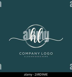 Design iniziale del logo HL per la scrittura a mano Illustrazione Vettoriale