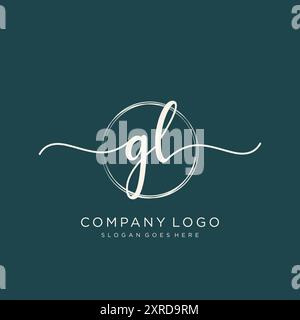 Design iniziale del logo GL per la scrittura a mano Illustrazione Vettoriale